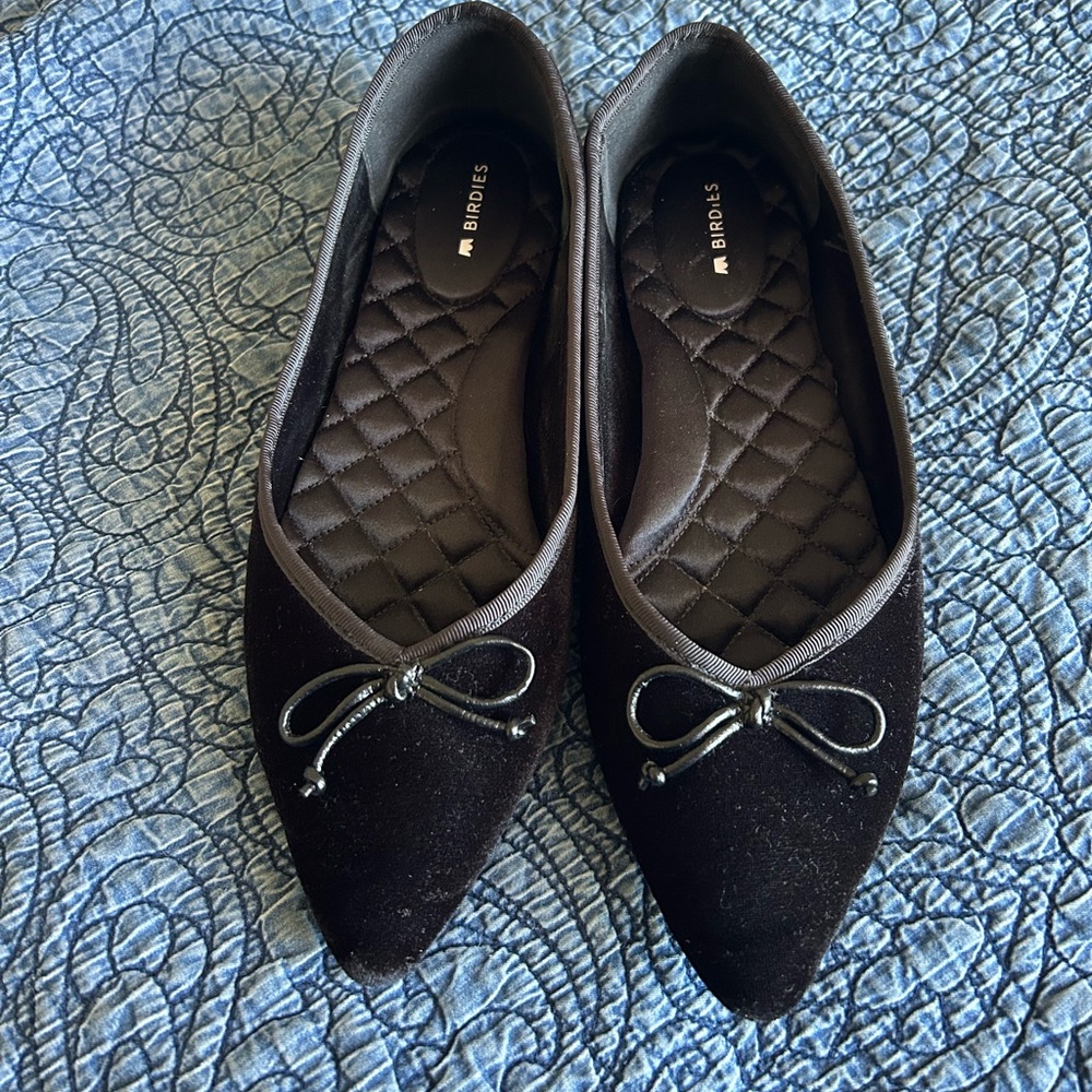 Birdies Black Velvet Flats 7.5